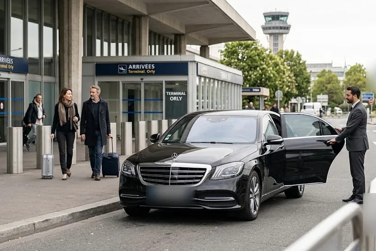 Orly Airport Transfer, Mercedes S-Class at Orly arrivals
